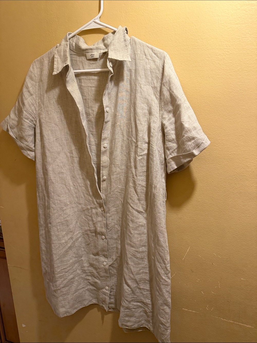 Wilfred Cream Short-Sleeve Button-Down Linen Shirt